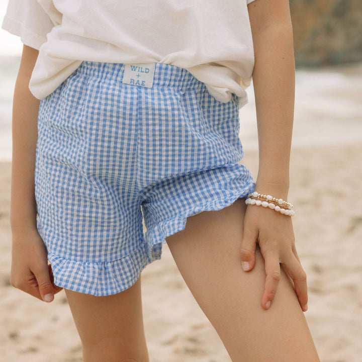 Wild + Rae Blue Gingham Shorts