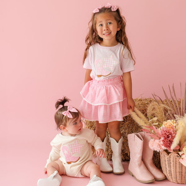 Pink Bandana Western Bow Clip Set