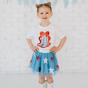 Patriotic Cowgirl Patch Short Sleeve T-Shirt