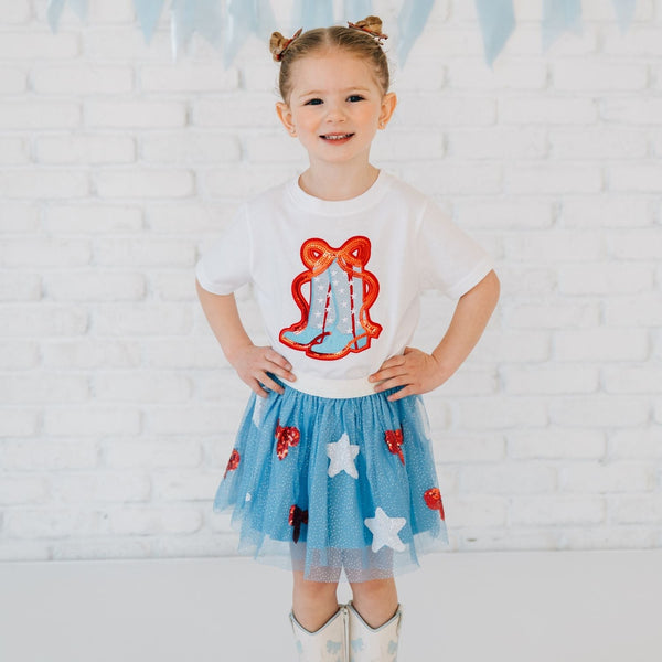 Patriotic Cowgirl Patch Short Sleeve T-Shirt
