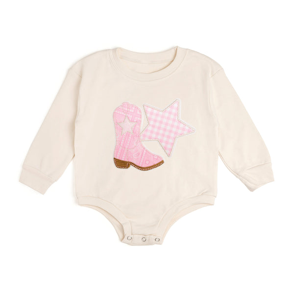 Bandana Cowgirl Patch Western Long Sleeve Romper