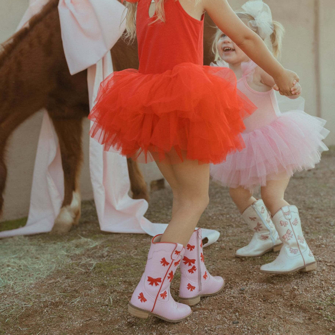 Cowgirl Red + Pink Bow Boots