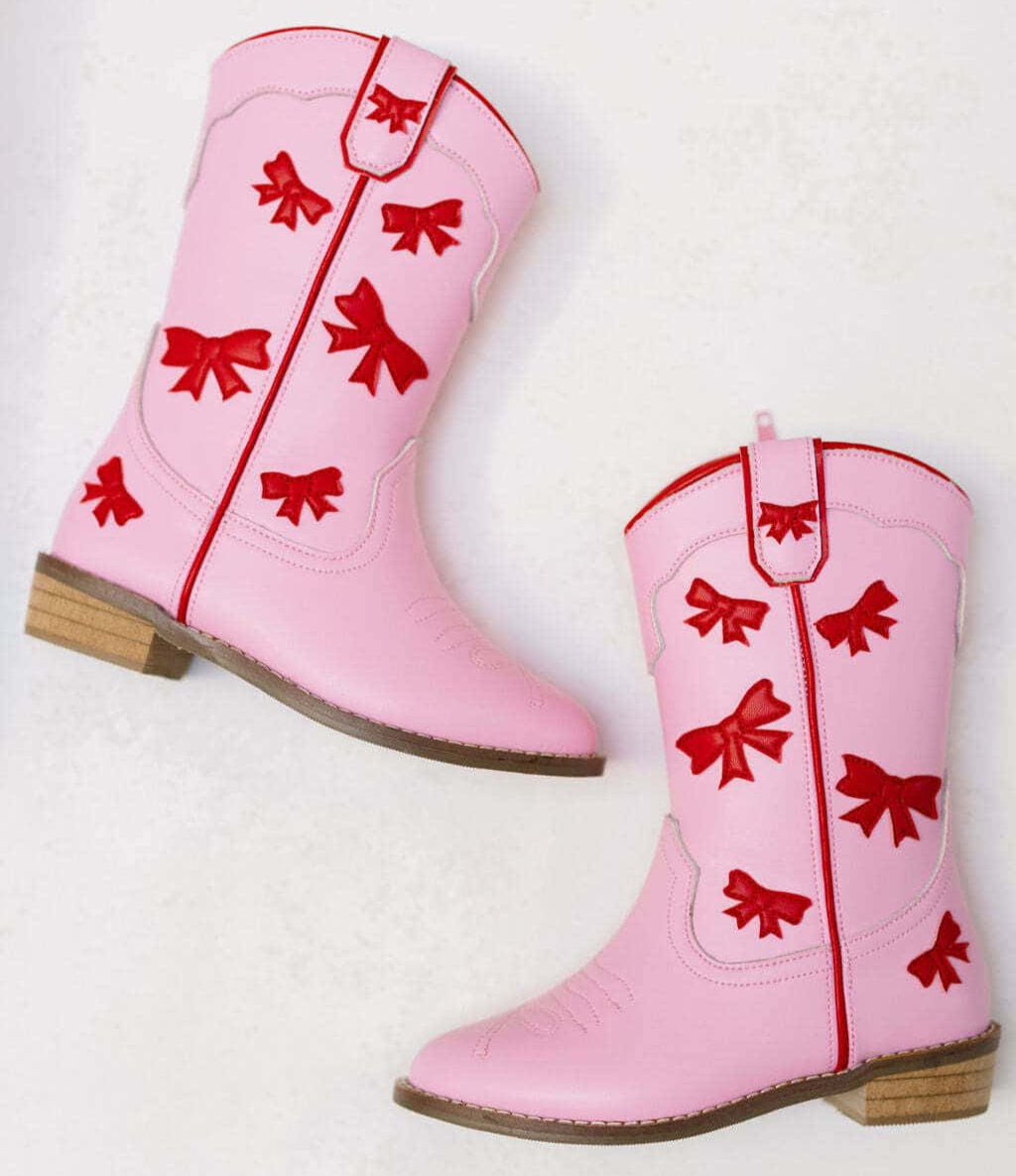 Cowgirl Red + Pink Bow Boots