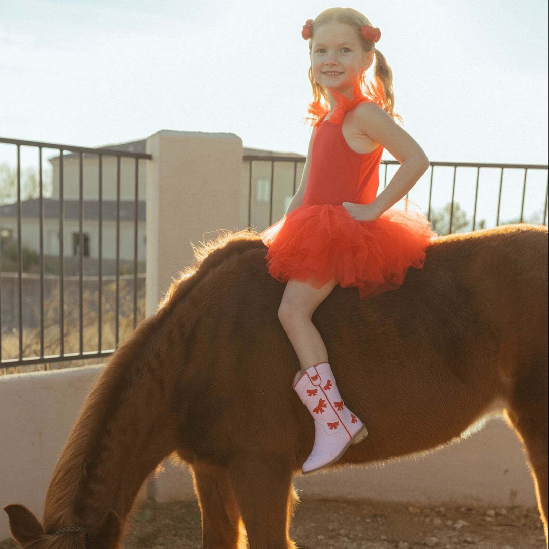 Cowgirl Red + Pink Bow Boots