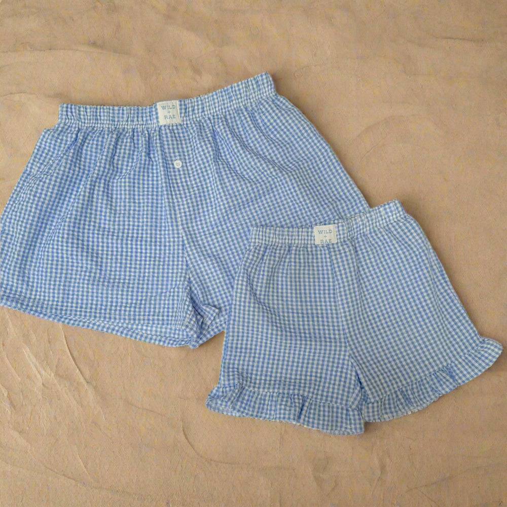 Wild + Rae Blue Gingham Shorts