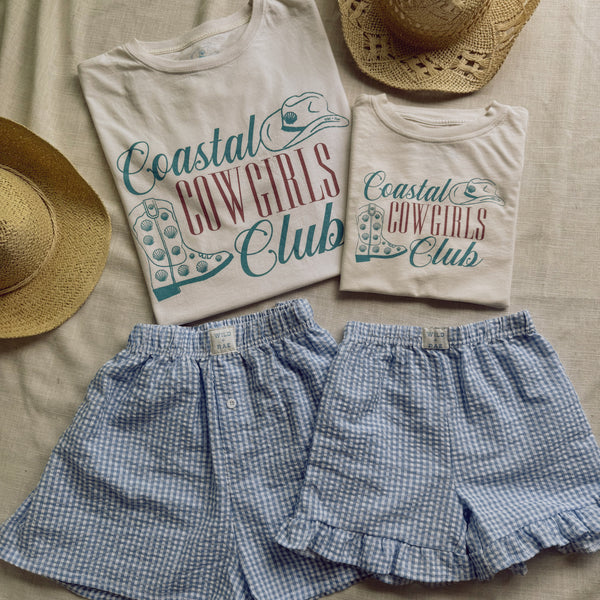 Wild + Rae Blue Gingham Shorts