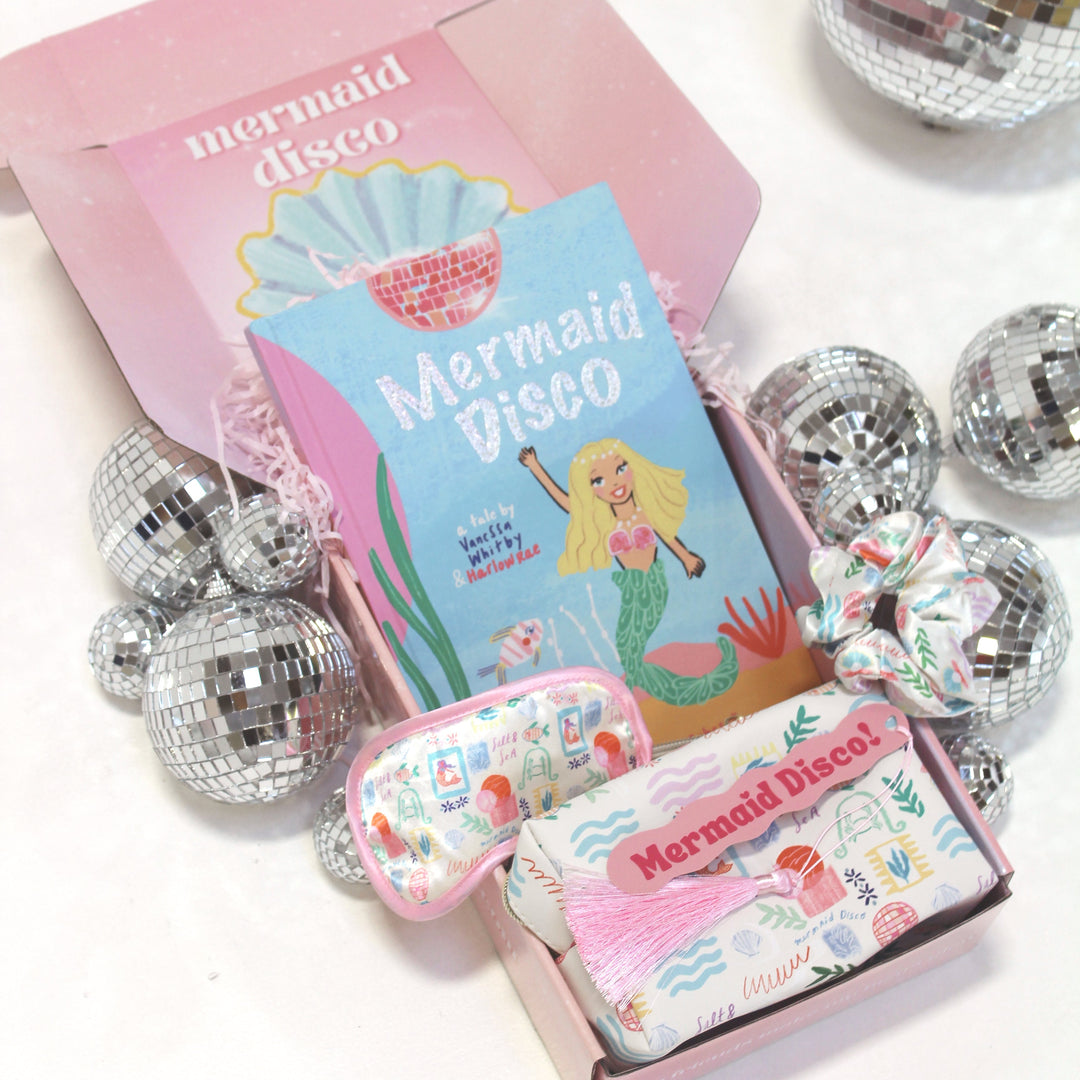 Mermaid Disco Treasure Box and disco balls in white background