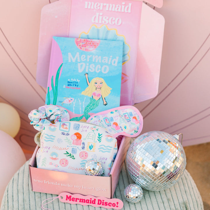 Mermaid Disco Treasure Box on a pink background