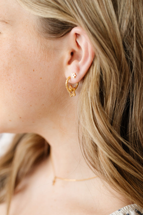 Gold Star Braided Hoops