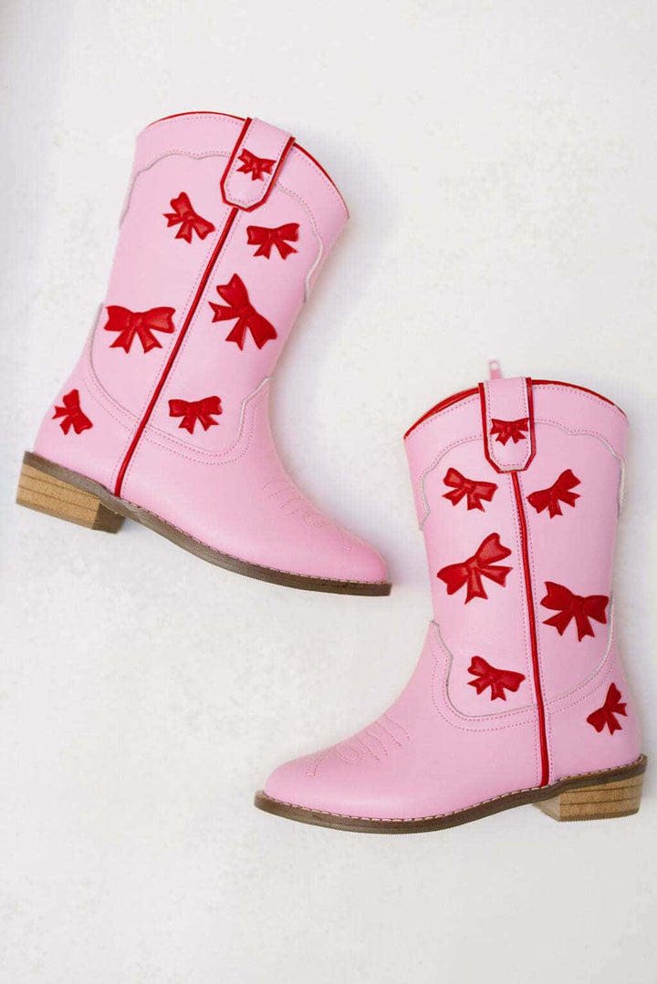 Cowgirl White + Pink Bow Boots